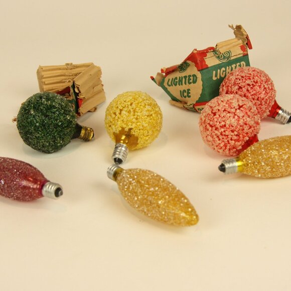 Vintage Ice Christmas Light Bulbs - Picture 1 of 5